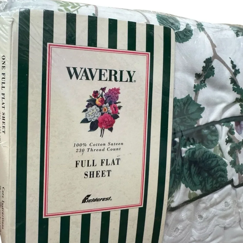 Waverly Valley Bouquet Floral Ruffles Vintage Beautiful Full Flat Sheet NOS